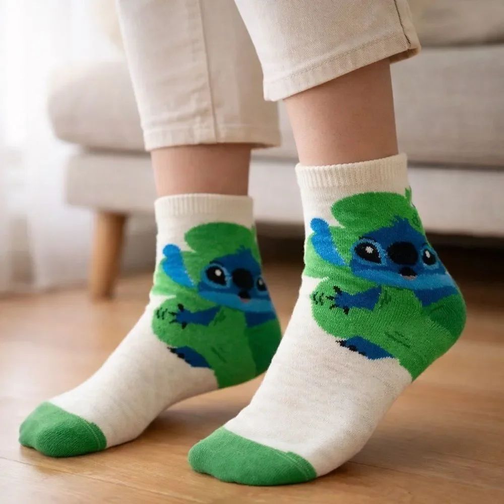 Stitch Disney Women’s Crew Socks Green Blue Lilo & Stitch Shoe Size 6–12 NWT